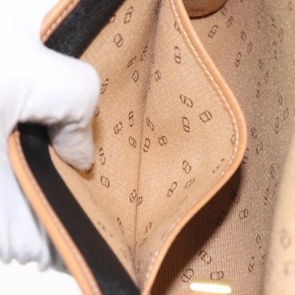 Christian Dior Shoulder Bag PVC Leather Black Gold Auth BA2862 - Picture 13 of 16